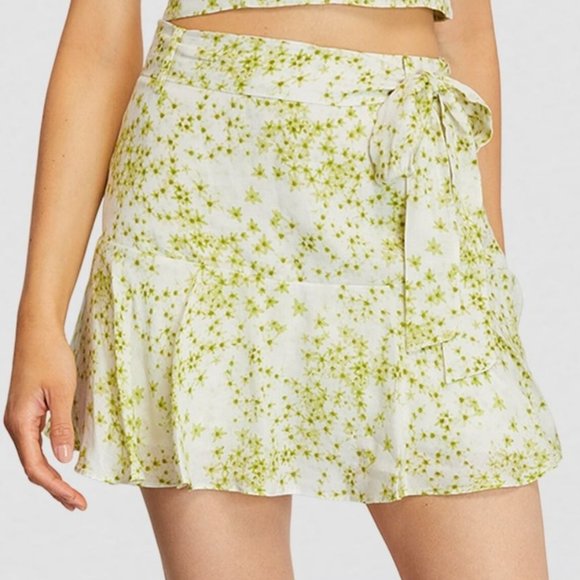 AllSaints NWT Frida Amanzi Floral Printed Mini Skirt/Skort in Lime Green size 8